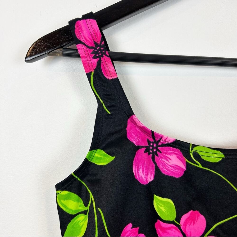 Catalina Black and Pink Floral Swim Top - Picture 2 of 5